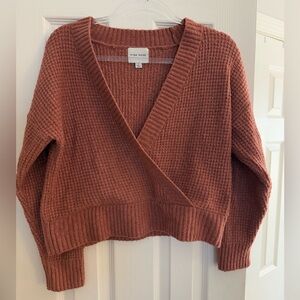 Rose/Coral Colored Wrap-Front Sweater 🌺🩷